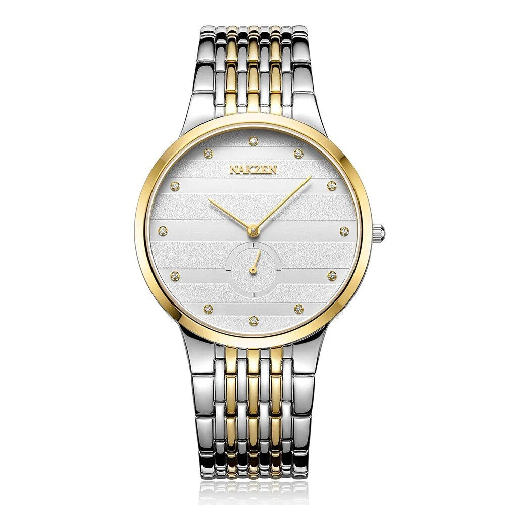 NAKZEN Commerce Diamond Men Watch Famous Luxury Brand Sapphire Watches Men's Stainless Steel Simple Black Gold Watch Male Clock 4036-8
