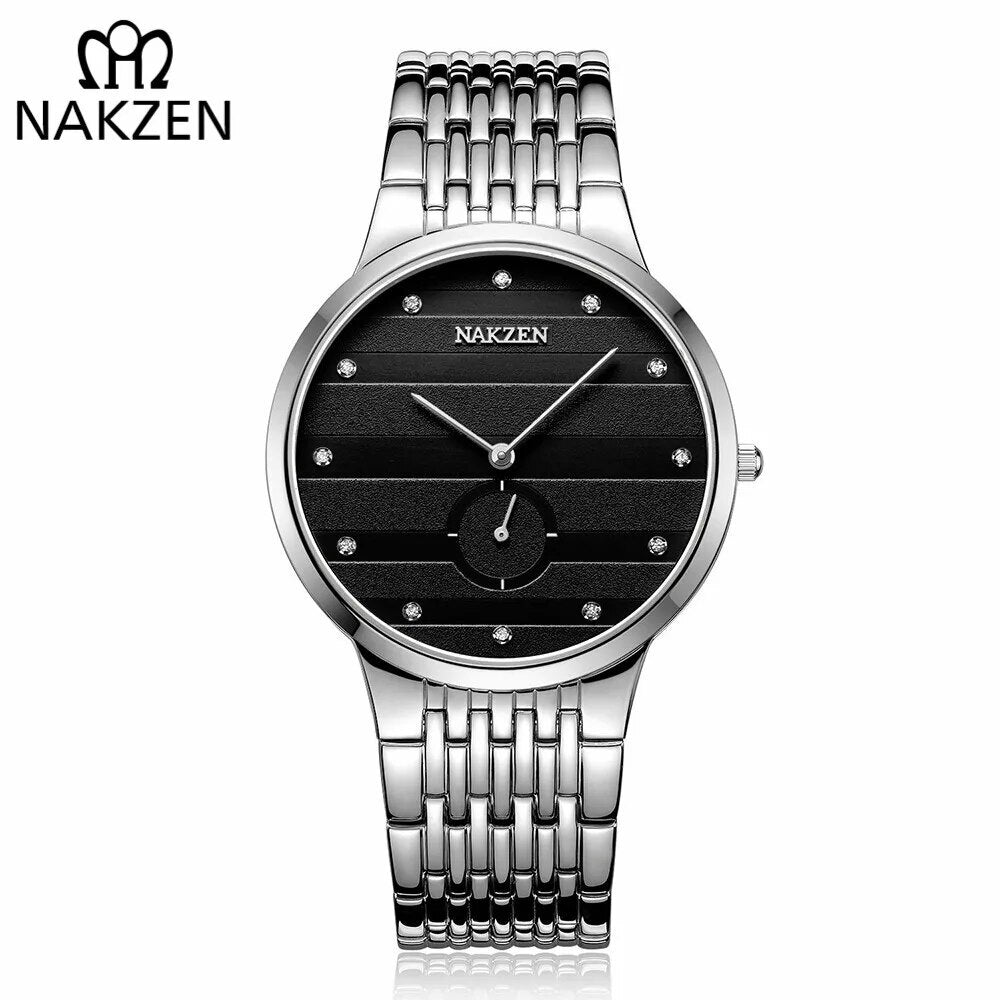 NAKZEN Commerce Diamond Men Watch Famous Luxury Brand Sapphire Watches Men's Stainless Steel Simple Black Gold Watch Male Clock 4036-0