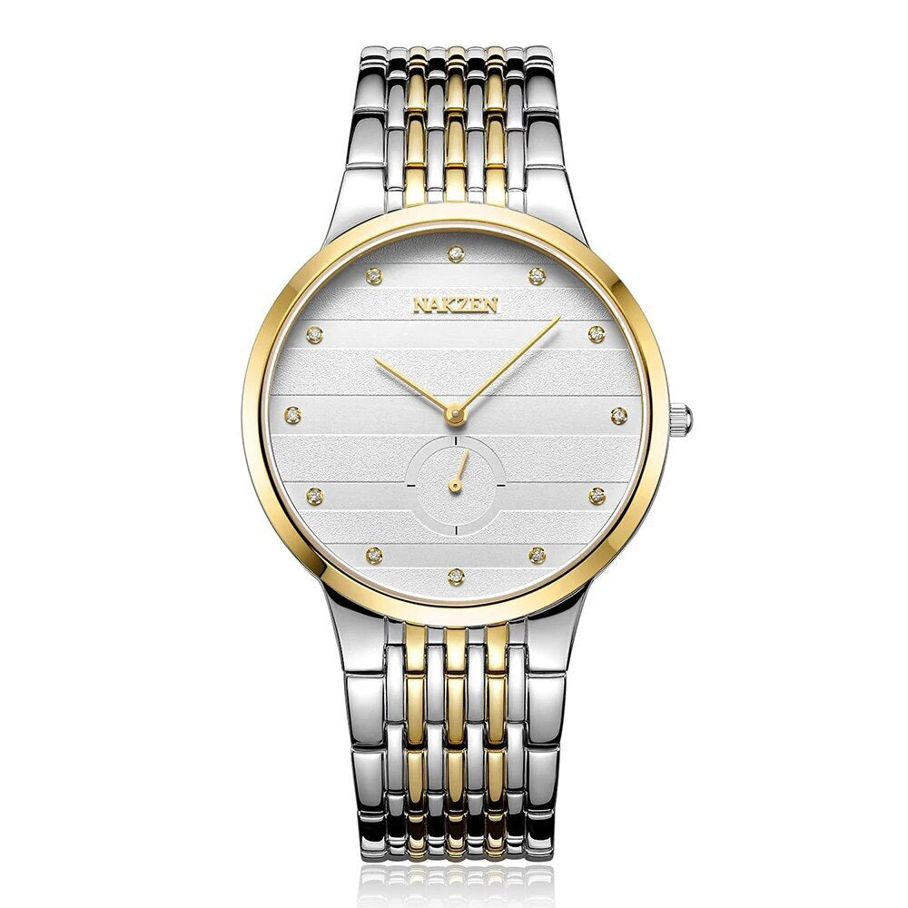 NAKZEN Commerce Diamond Men Watch Famous Luxury Brand Sapphire Watches Men's Stainless Steel Simple Black Gold Watch Male Clock 4036-2