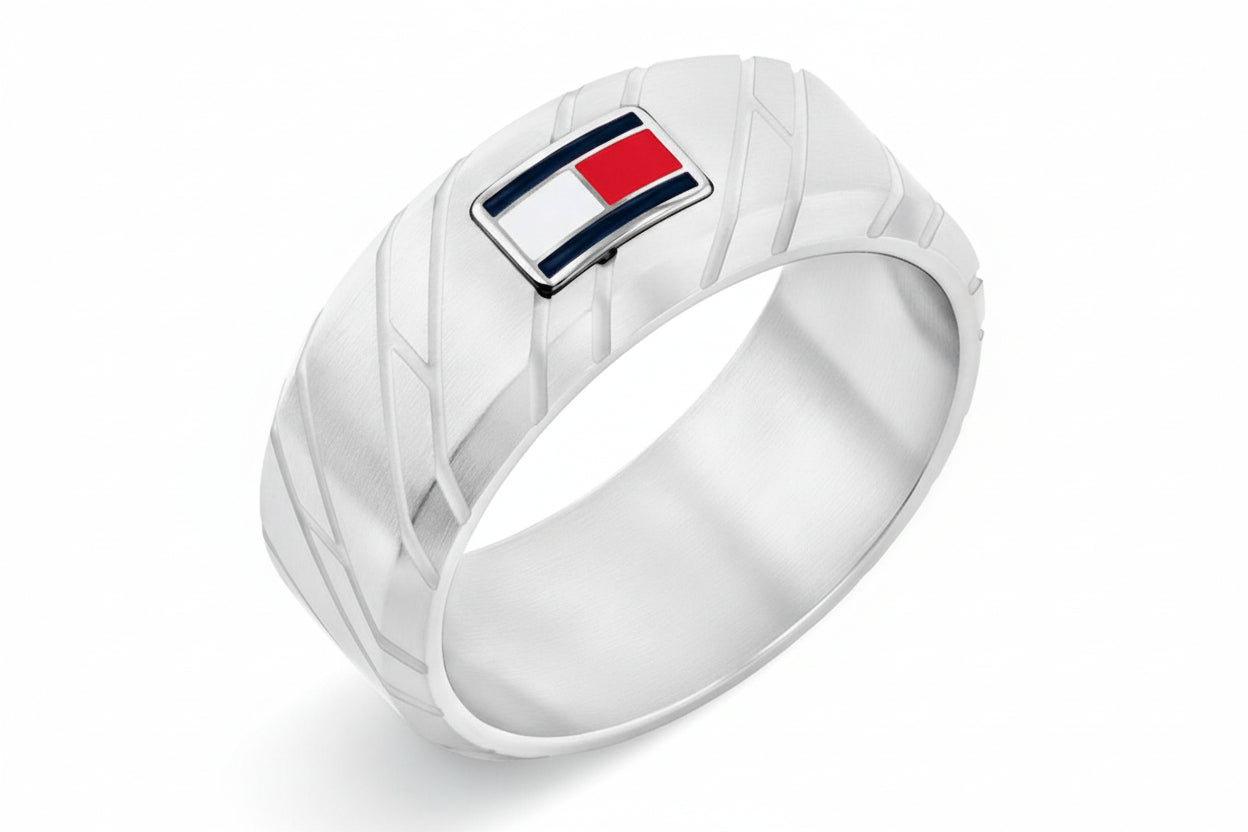 Tommy Hilfiger Heren Ring Zilver - Iconisch Logo Design