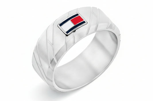 Tommy Hilfiger Men's Ring 2790621G Silver - Iconic Logo Design
