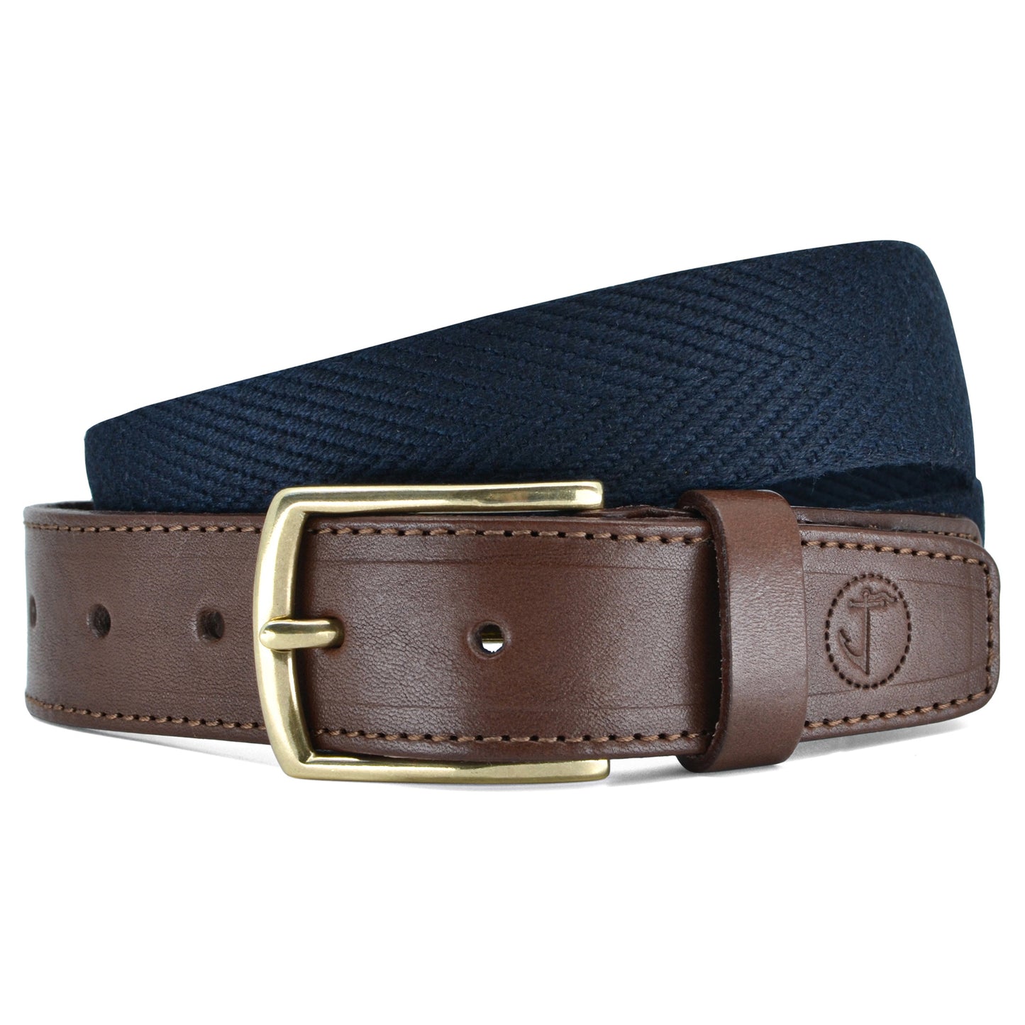 SEAJURE ARAFURA Canvas Belt - Premium Navy & Cognac Belt
