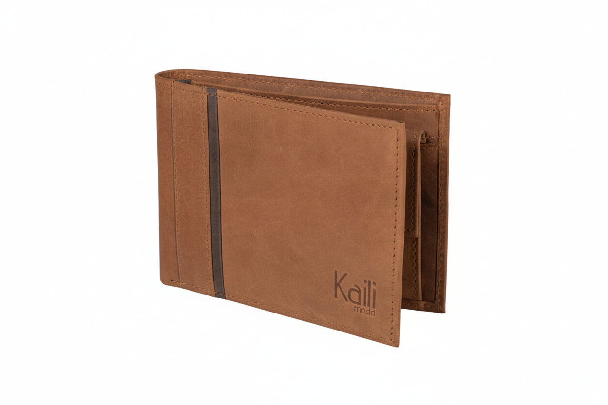 KALIEN NAKED Leather Wallet - Premium Cognac RFID Wallet