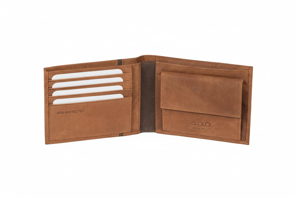 KALIEN NAKED Leather Wallet - Premium Cognac RFID Wallet