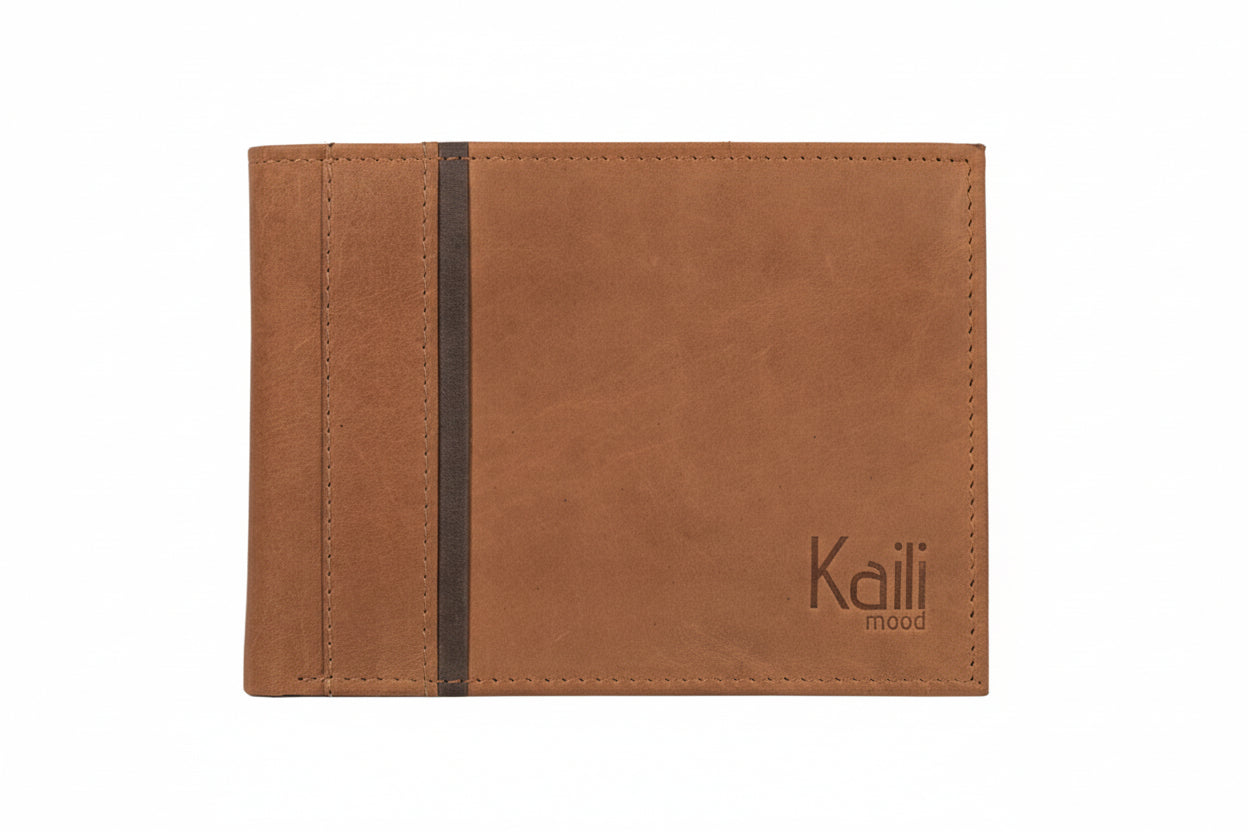 KALIEN NAKED Leather Wallet - Premium Cognac RFID Wallet