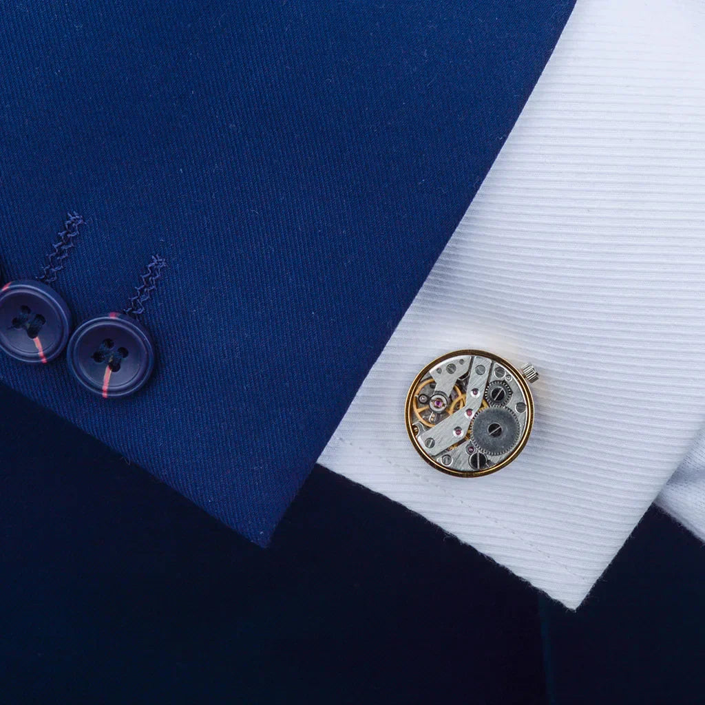 Manchetknopen Heren Mechanical Movement Goud - Uniek Design