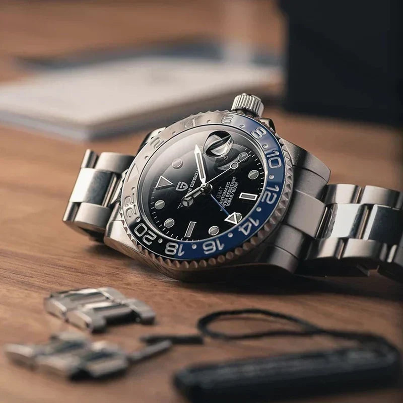 Men's Automatic Mechanical Sapphire Watch (Black Blue)-1