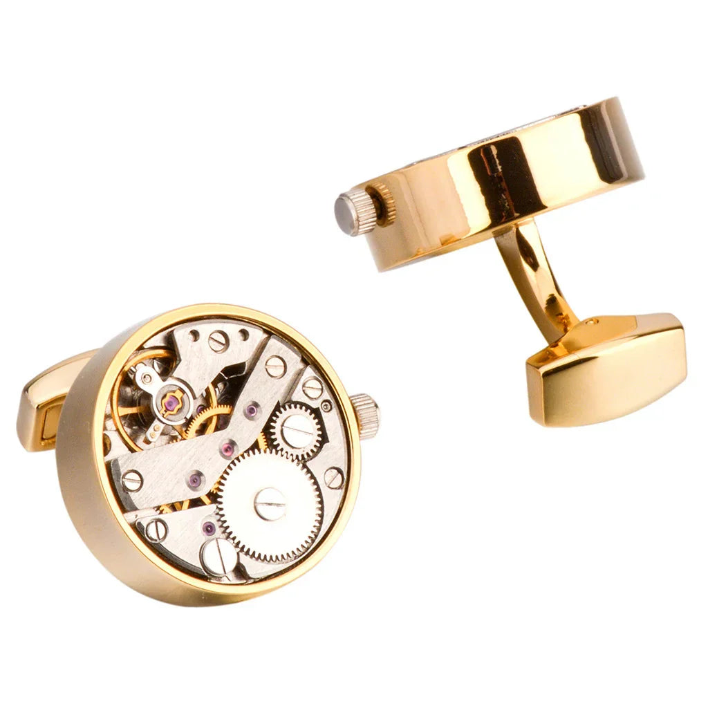 Manchetknopen Heren Mechanical Movement Goud - Uniek Design
